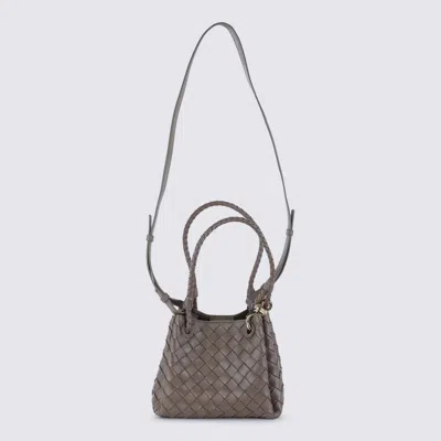 Bottega Veneta Grey Leather Parachute Small Shoulder Bag In Gray