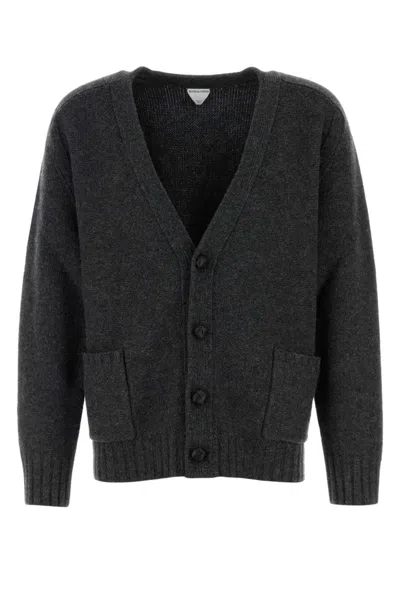 BOTTEGA VENETA GREY LONG SLEEVES WOOL CARDIGAN