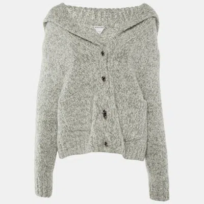 Pre-owned Bottega Veneta Grey Melange Alpaca Wool Knit Button Front Cardigan M In Gray