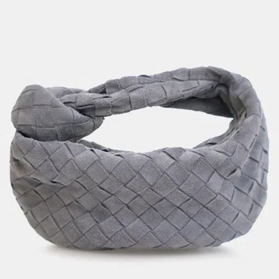 Pre-owned Bottega Veneta Grey Mini Suede Intrecciato Jodie In Gray
