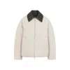 Bottega Veneta Beige Padded Bomber With Intreccio Leather Collar