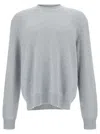 Bottega Veneta Grey Pullover With Intrecciato Patch On Elbows In Cashmere Man In Gray