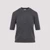 Bottega Veneta Womens Anthracite Ribbed Round-neck Wool Top In Blue