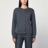 Bottega Veneta Grey Crewneck Cardigan With Knot Buttons Closure And Ribbed Knit In Wool Woman