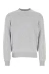 Bottega Veneta Grey Pullover With Intrecciato Patch On Elbows In Cashmere Man In Light Grey