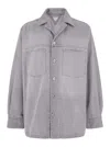 Bottega Veneta Grey Shirt With Patch Pockets On The Chest In Denim Man