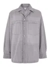 Bottega Veneta Grey Shirt With Patch Pockets On The Chest In Denim Man In Multicolor