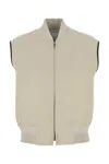 Bottega Veneta Twill Vest With Ribbed Collar And Hem In Neutral