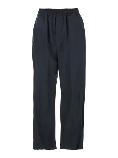 Bottega Veneta Grey Straight Leg Pants With Elastic Waist And Resin Finish In Cotton Man In Multicolor