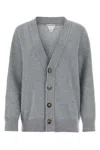 Bottega Veneta Grey Stretch Cashmere Blend Cardigan In Gray