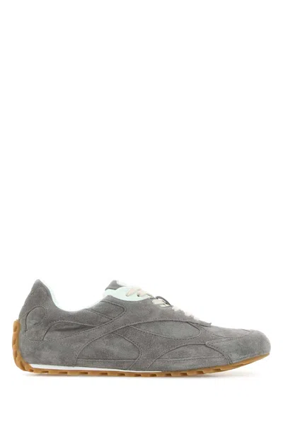 Bottega Veneta Grey Suede Orbit Flash Sneakers In Gray
