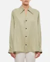 Bottega Veneta Oversized Green Shirt With Maxi Collar In Fluid Viscose Woman In Grey