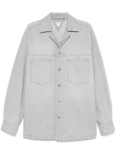 Bottega Veneta Light Grey Washed Denim Shirt In Multicolor