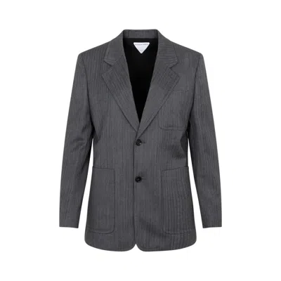 BOTTEGA VENETA BOTTEGA VENETA GREY WOOL CHEVRON JACKET