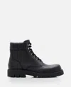 Bottega Veneta Black Grained Calf Leather Haddock Lace Up Ankle Boots In Black