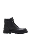 Bottega Veneta Black Grained Calf Leather Haddock Lace Up Ankle Boots In Black