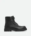 Bottega Veneta Black Grained Calf Leather Haddock Lace Up Ankle Boots In Black