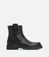Bottega Veneta Black Leather Haddock Ankle Boots In Black