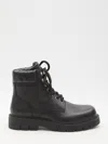 Bottega Veneta Black Grained Calf Leather Haddock Lace Up Ankle Boots In Black