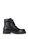 Bottega Veneta Black Grained Calf Leather Haddock Lace Up Ankle Boots In Black
