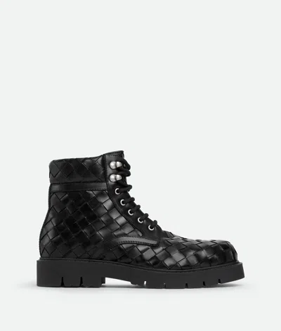 Bottega Veneta Haddock Lace-up Ankle Boot In Black