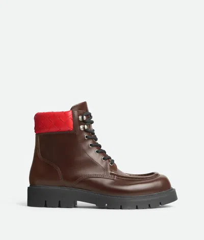 Bottega Veneta Haddock Lace-up Ankle Boot In Chocolate Cherry/deep Red