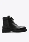 Bottega Veneta Black Grained Calf Leather Haddock Lace Up Ankle Boots In Black