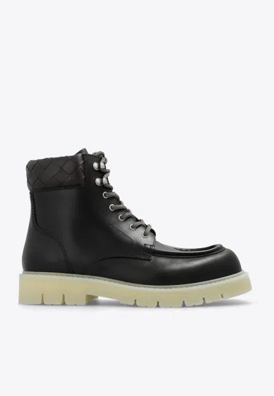 Bottega Veneta Haddock Lace-up Leather Boots In Crocodile