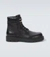 Bottega Veneta Black Grained Calf Leather Haddock Lace Up Ankle Boots In Schwarz
