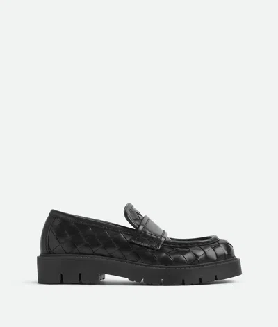 Bottega Veneta Haddock Intrecciato Leather Loafer In Black