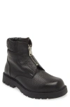 Bottega Veneta Black Grained Calf Leather Haddock Lace Up Ankle Boots In 1001 Black/black