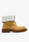 Bottega Veneta Haddock Shearling-lined Nubuck Ankle Boots In Ochre