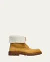 Bottega Veneta Haddock Shearling-lined Nubuck Ankle Boots In Beige