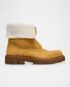 Bottega Veneta Haddock Shearling-lined Nubuck Ankle Boots In Ochre Popcorn