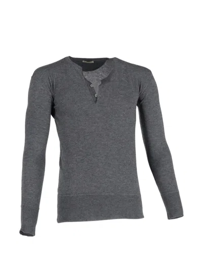 Pre-owned Bottega Veneta Half-buttoned Wool Sweater In Gray
