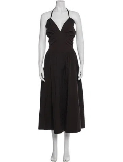 Pre-owned Bottega Veneta Halterneck Midi Length Dress In Gray