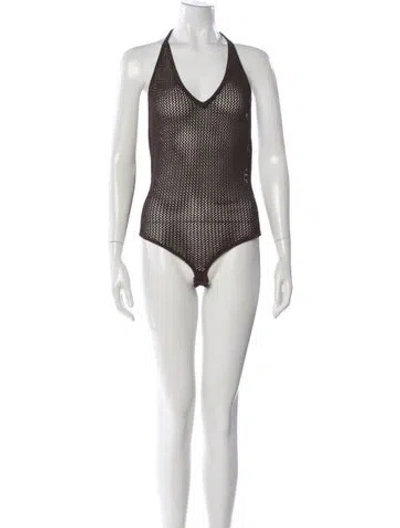 Pre-owned Bottega Veneta Halterneck Sleeveless Bodysuit In Brown