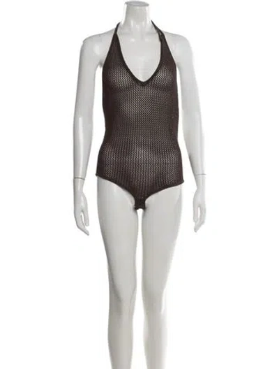 Pre-owned Bottega Veneta Halterneck Sleeveless Bodysuit In Brown