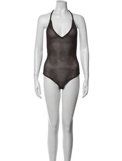 Pre-owned Bottega Veneta Halterneck Sleeveless Bodysuit In Brown