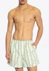 Bottega Veneta Hand Drawn Print Swimming Shorts In Green
