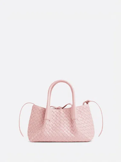 Bottega Veneta Small Leather Intrecciato Pinacoteca Tote Bag In Pink