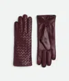 Bottega Veneta Intrecciato Leather Gloves In Purple