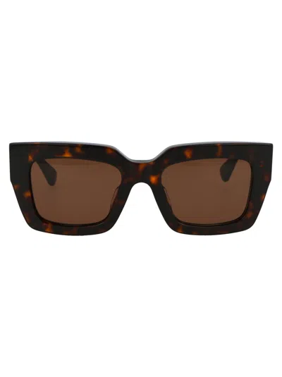 Bottega Veneta Havana Havana Brown Acetate Sunglasses In Black