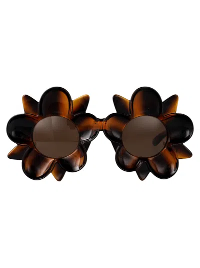 Bottega Veneta Havana-havana-brown Injection Sunglasses In White