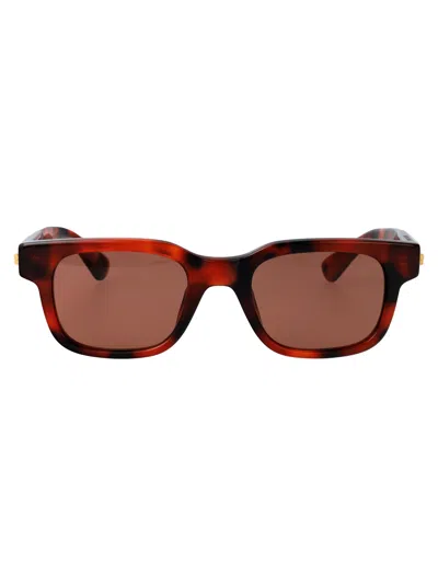 Bottega Veneta Havana-havana-red Recycled Acetate Sunglasses In Brown