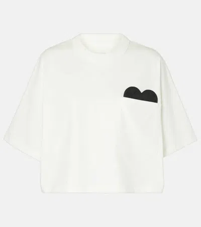 Bottega Veneta Heart-detail Cropped Jersey T-shirt In Weiss