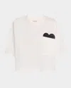 Bottega Veneta White Short-sleeved Crop T-shirt With Heart In Yellow
