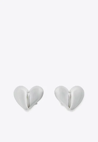Bottega Veneta Heart-shaped Stud Earrings In Silver