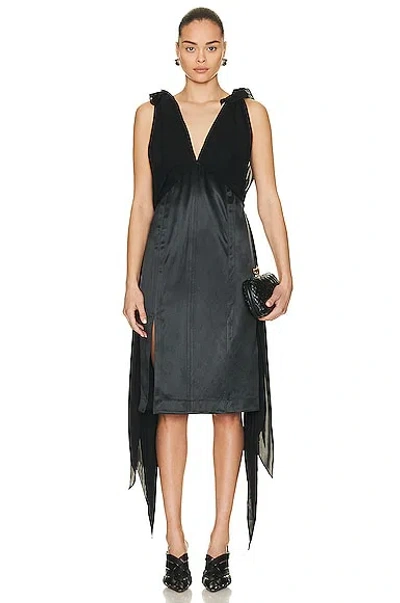 Bottega Veneta Fluid Silk Midi Dress With Knot Detail In Multi