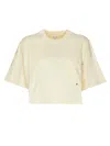 Bottega Veneta Jersey Cropped T-shirt With V Pocket In Barley